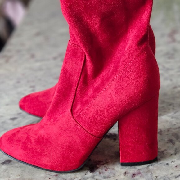 Marc Fisher Shoes - Marc Fisher Red Suede Ankle Boots, size 7.5